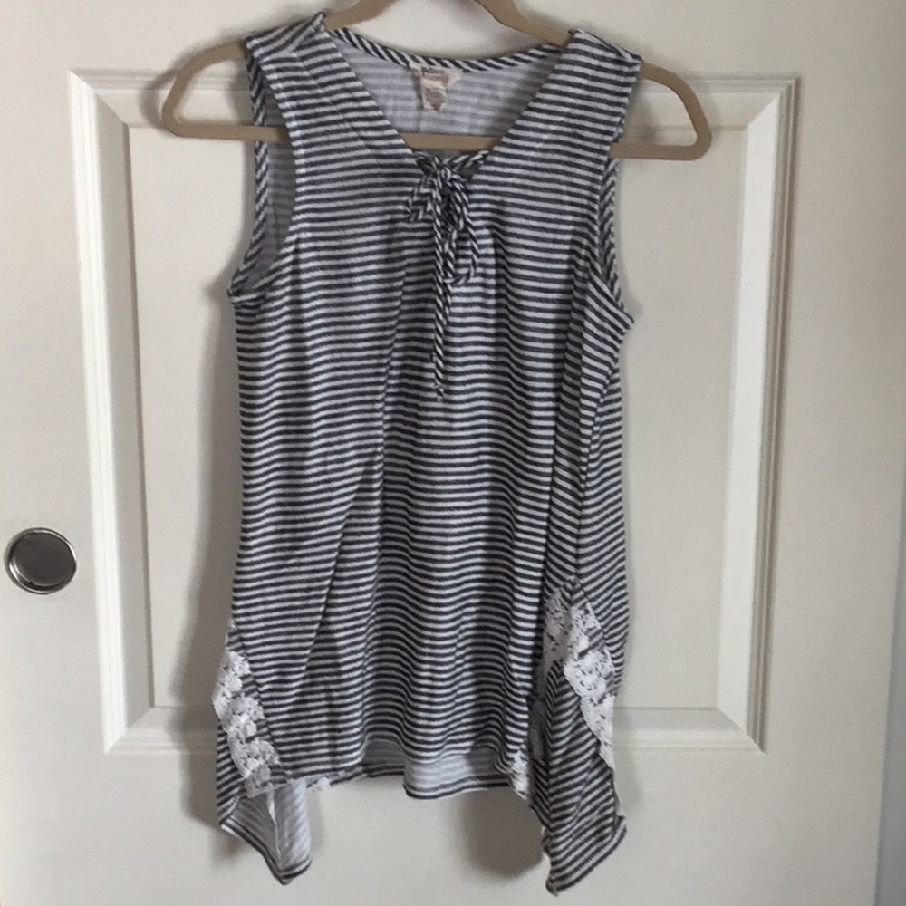 Striped Tunic w/Lace Detail